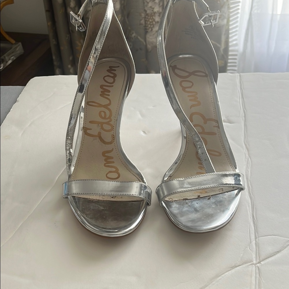 Sam Edelman Silver Heeled Sandals with Transparent Straps